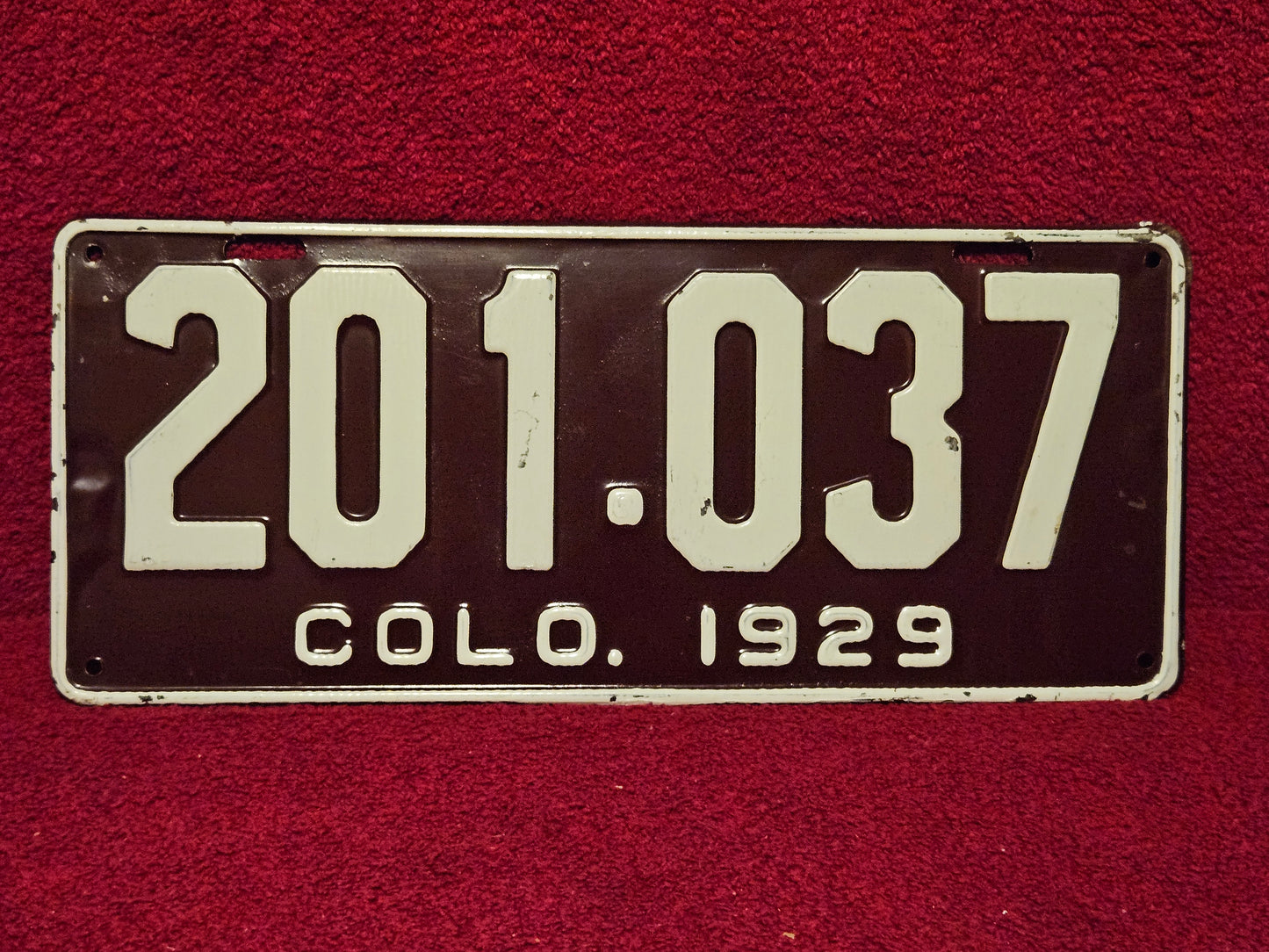 1929 Colorado License Plate #201-307 Single Original USED