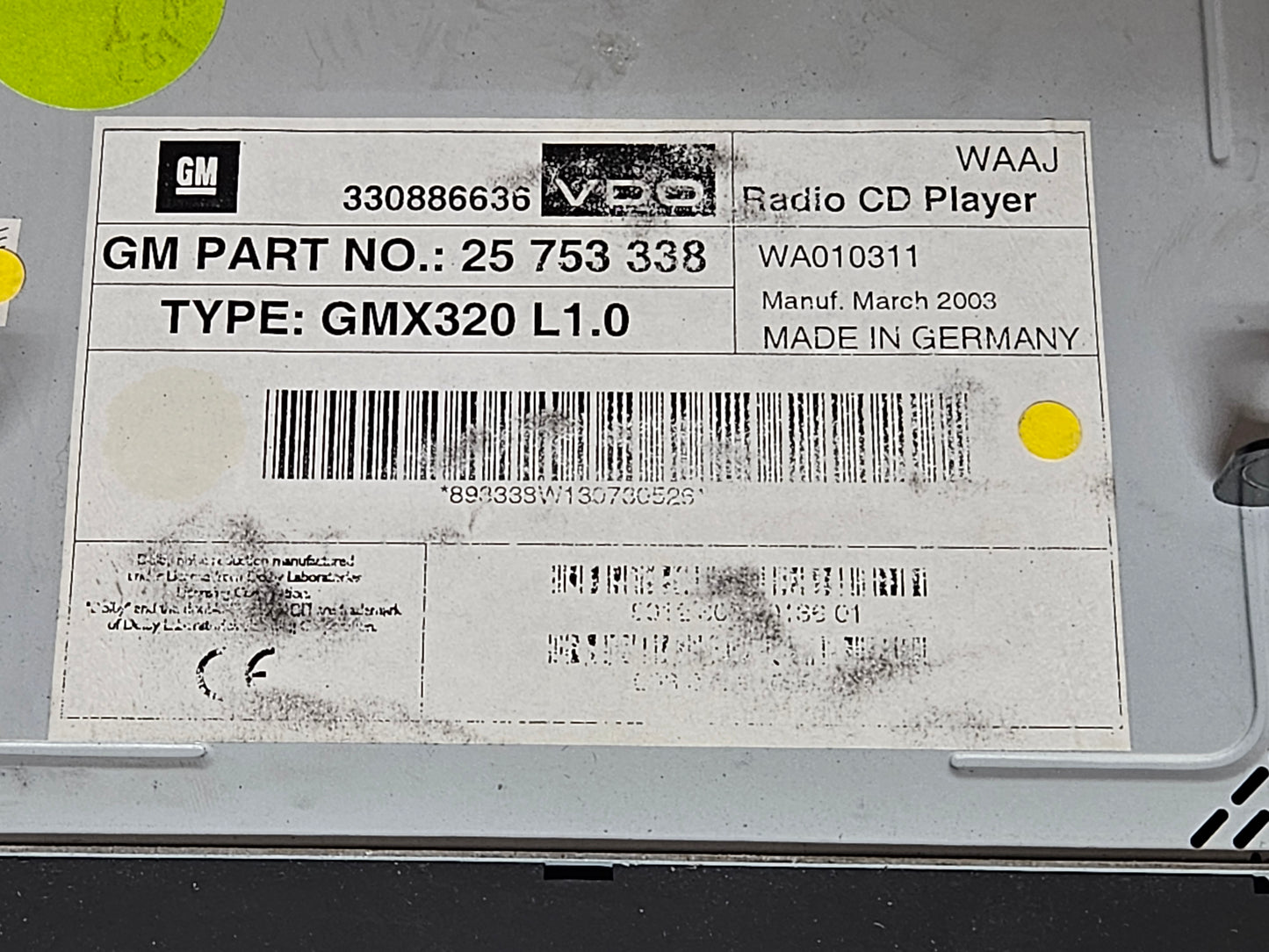 2003-2006 Cadillac AM FM Cassette CD Player Receiver OEM GM 25753338 USED