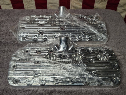 Navarro 59A Ford Flathead V8 Finned Aluminum Heads Pair New Polished 24-Stud