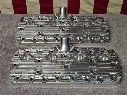 Navarro 59A Ford Flathead V8 Finned Aluminum Heads Pair New Polished 24-Stud