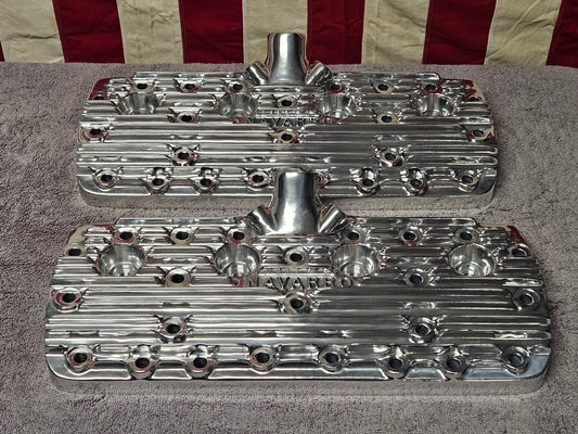 Navarro 59A Ford Flathead V8 Finned Aluminum Heads Pair New Polished 24-Stud