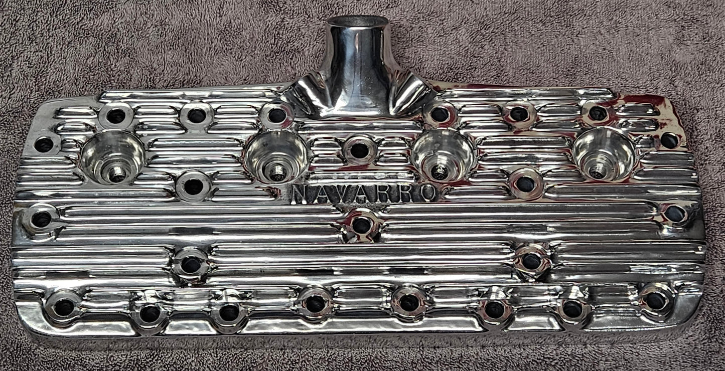 Navarro 59A Ford Flathead V8 Finned Aluminum Heads Pair New Polished 24-Stud