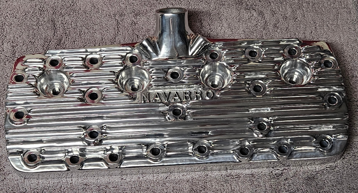 Navarro 59A Ford Flathead V8 Finned Aluminum Heads Pair New Polished 24-Stud