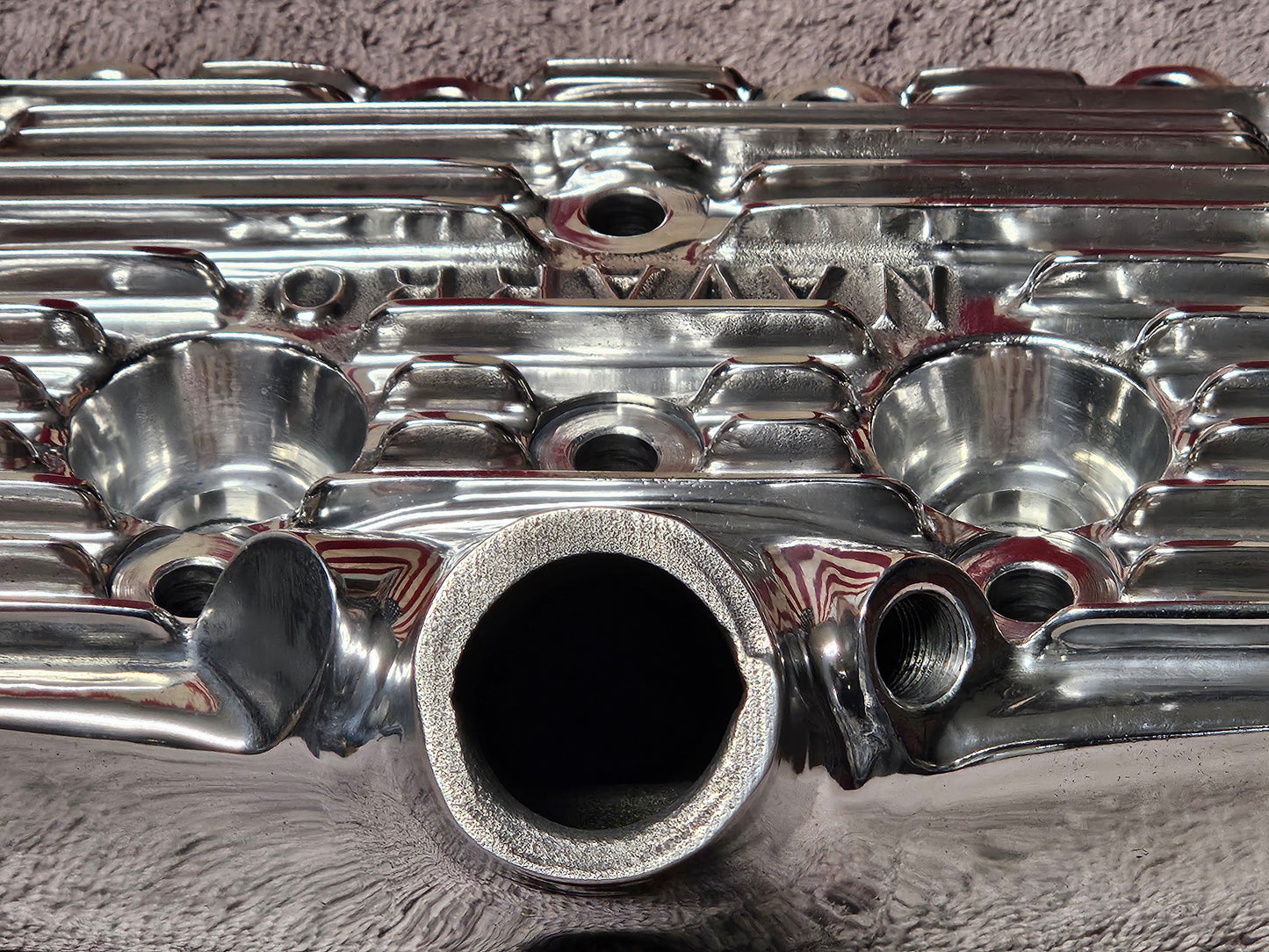 Navarro 59A Ford Flathead V8 Finned Aluminum Heads Pair New Polished 24-Stud