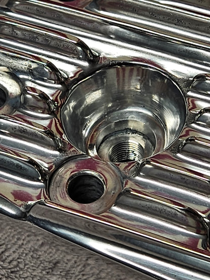 Navarro 59A Ford Flathead V8 Finned Aluminum Heads Pair New Polished 24-Stud