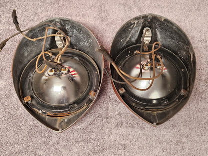 1937-1939 Ford Jeweled Sealed Beam Headlight Conversion Kit Pair USED