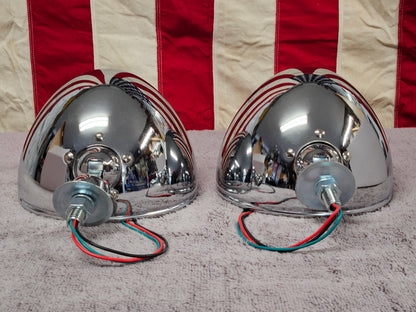 Chrome 7 inch Dietz Style Headlight Bucket Pair NEW