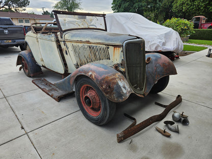 1934 Ford Roadster Project – All Steel, Rumble Seat, 8BA Flathead, CA Title!
