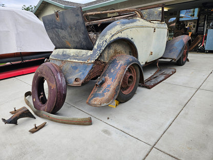 1934 Ford Roadster Project – All Steel, Rumble Seat, 8BA Flathead, CA Title!