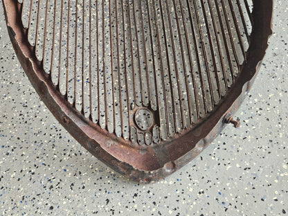 1933 Ford Passenger Car Grille Shell & Insert — Original Steel, V8 Emblem, Solid
