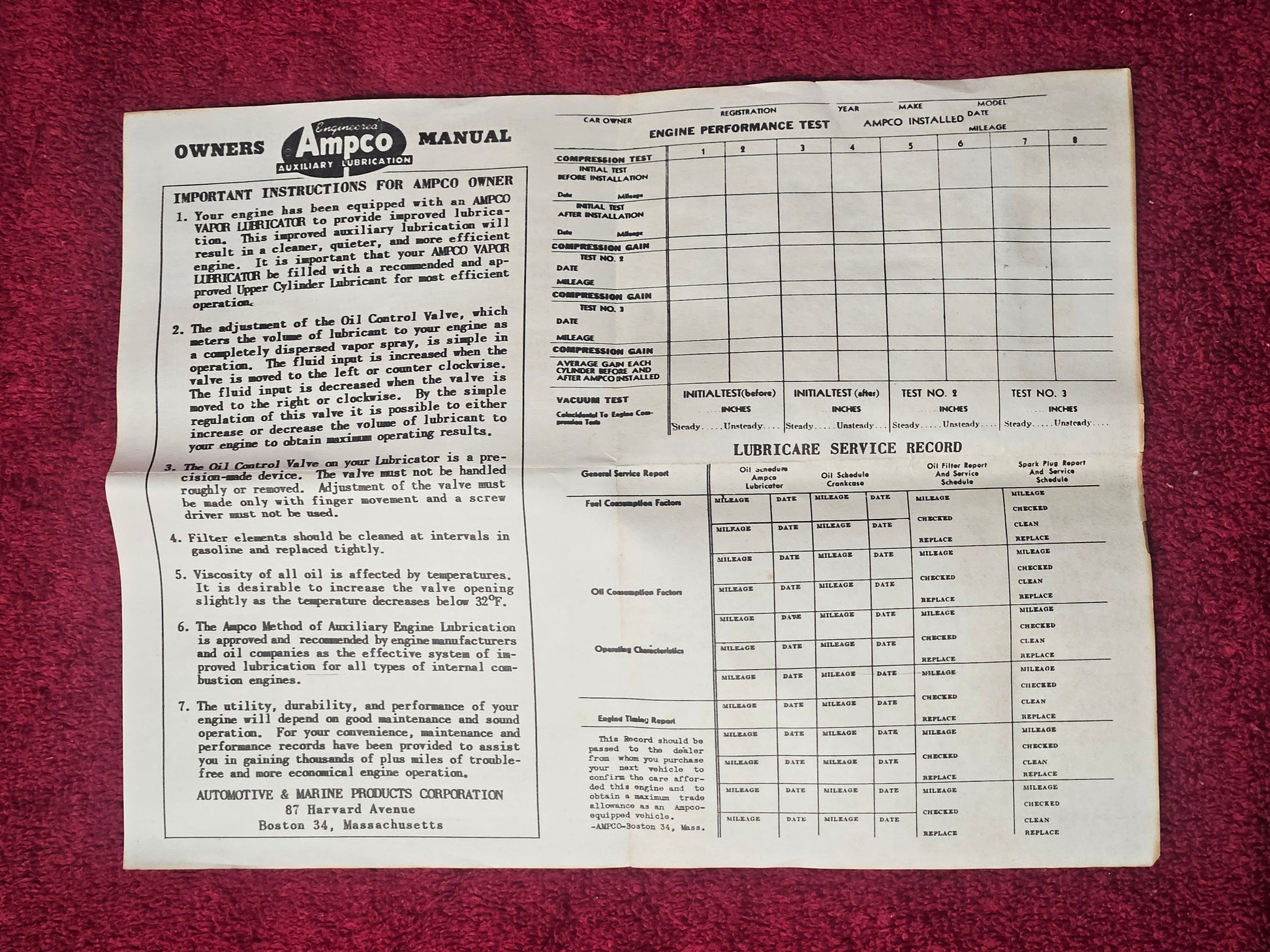 Ampco lubricator owner's manual