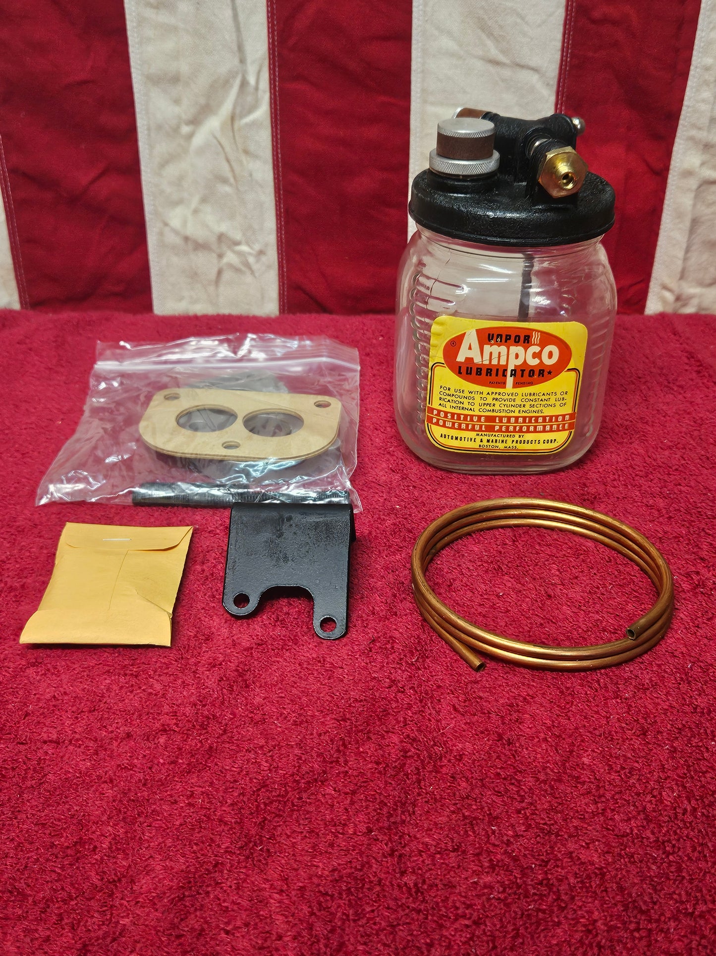 Ampco lubricator jar, copper line and bracket