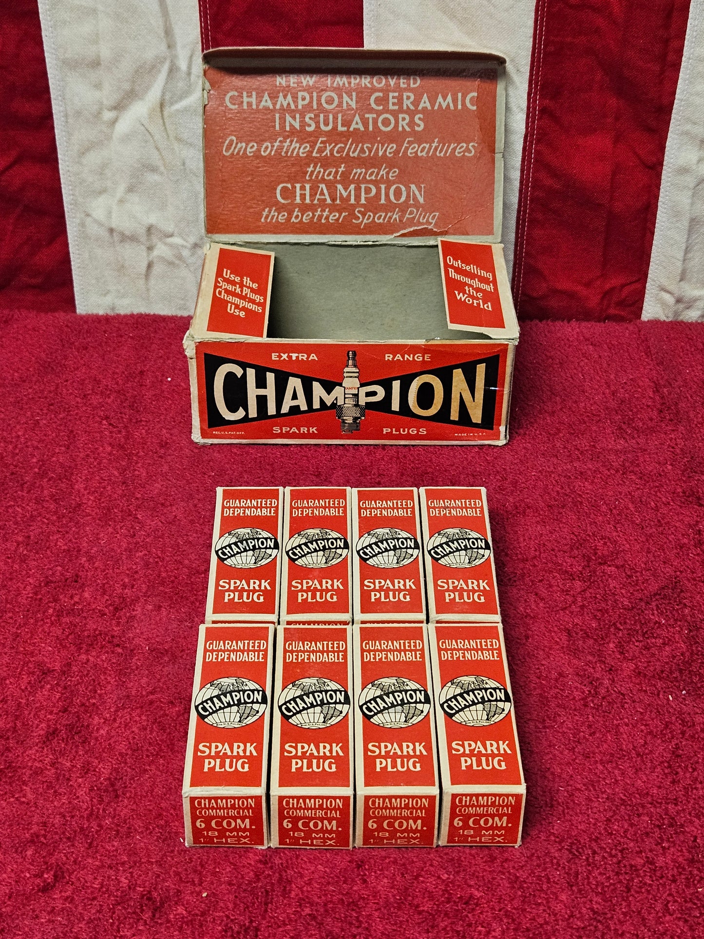 NOS Champion 6 Com spark plugs set of 8 in boxes