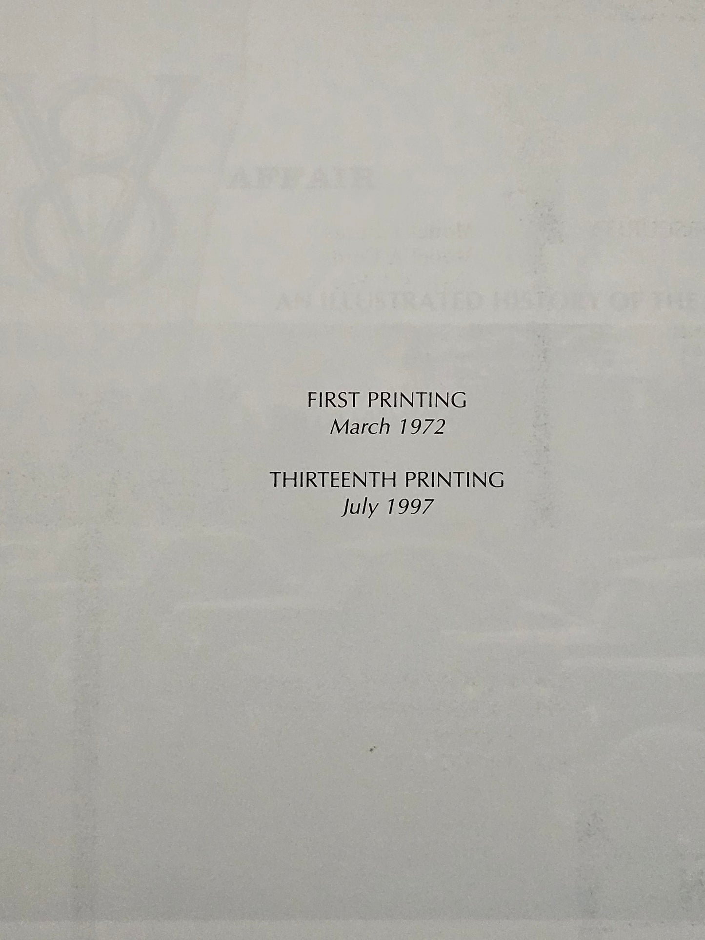 Printing history page reading THIRTEENTH PRINTING July 1997