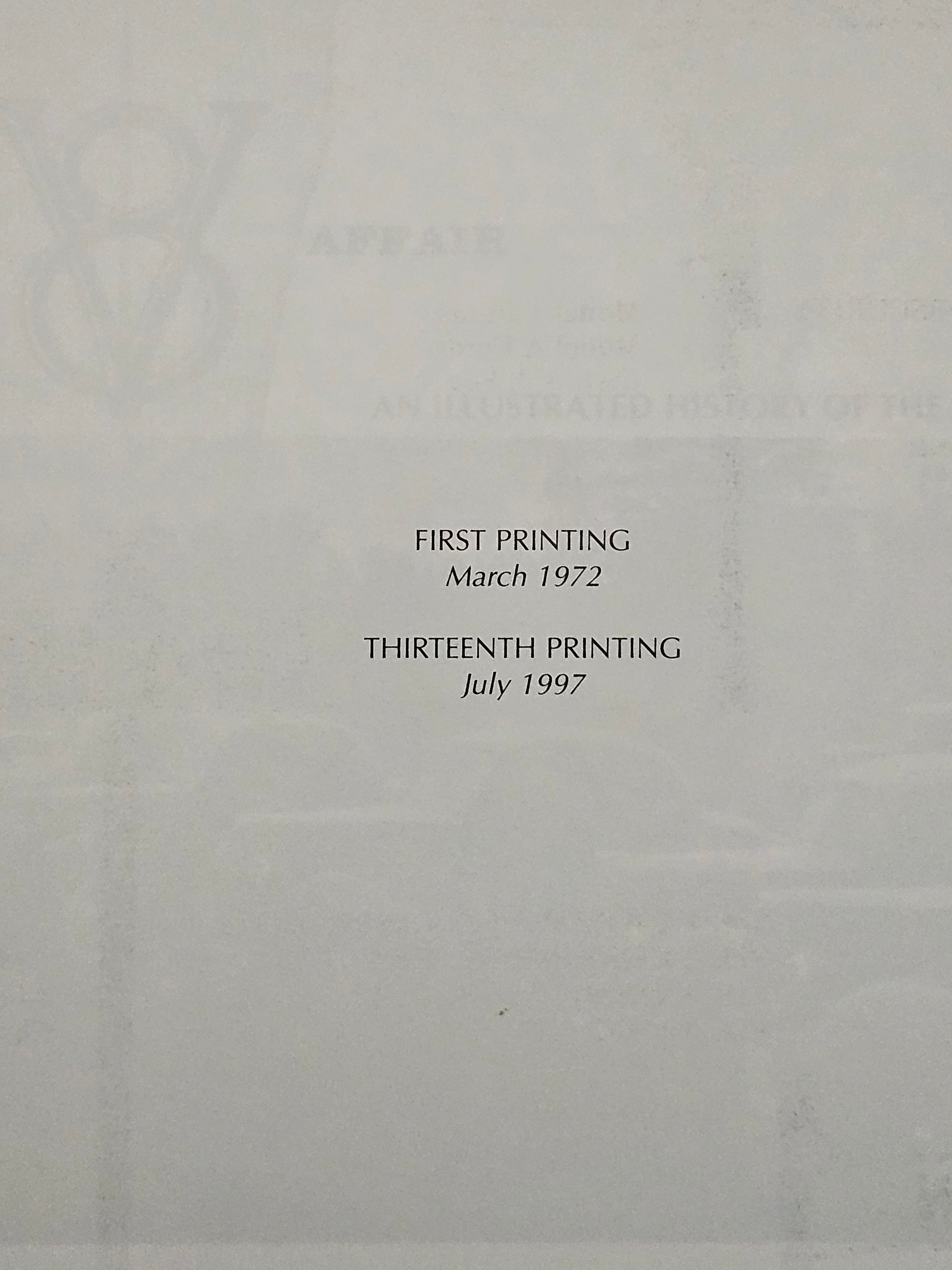 Printing history page reading THIRTEENTH PRINTING July 1997