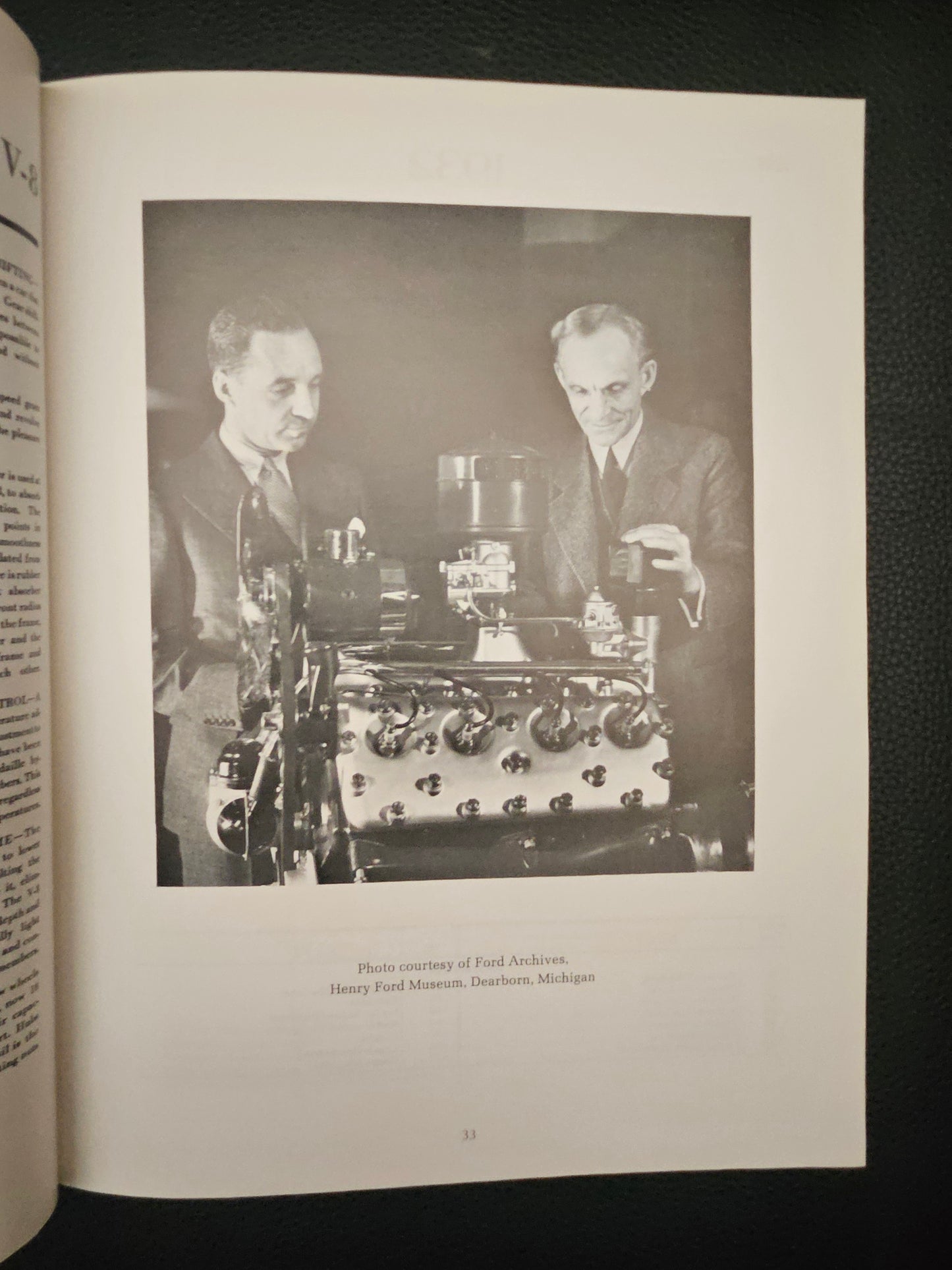 Interior page 33 with Ford V-8 engine photograph