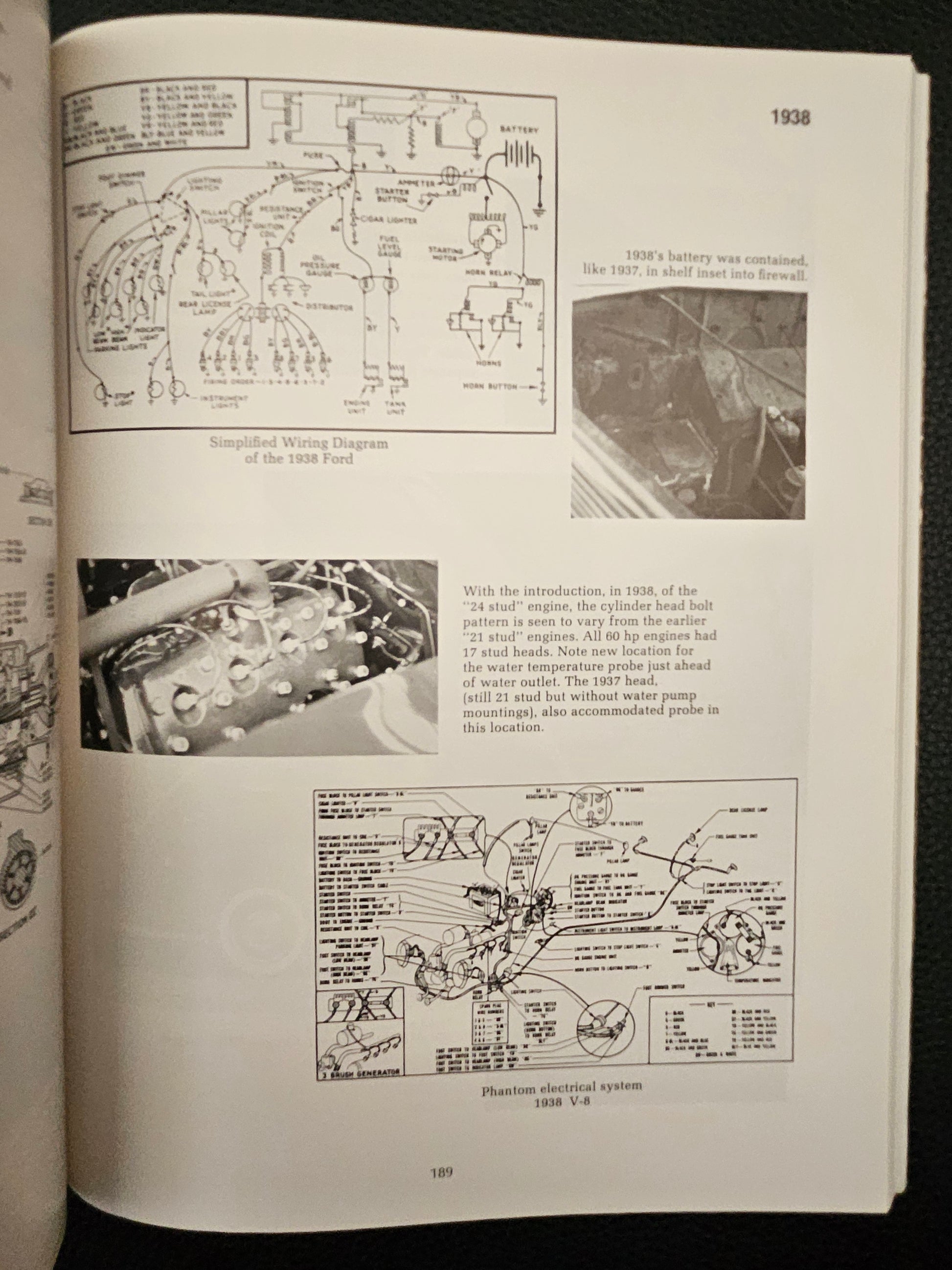 Page 189 with 1938 Ford wiring diagram and phantom electrical layout