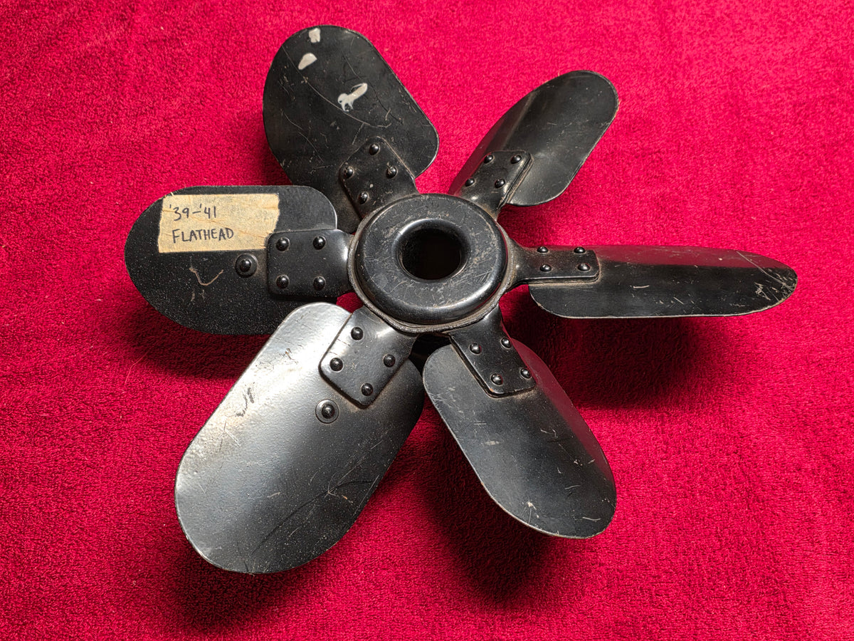 Vintage 6 blade cooling fan with hub spacer, early Ford flathead