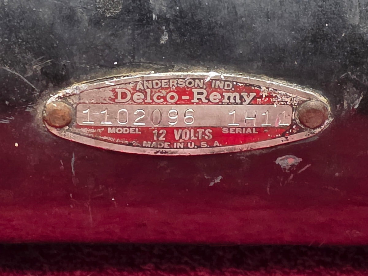 Delco-Remy ID tag 1102096 12 volts serial 1H11