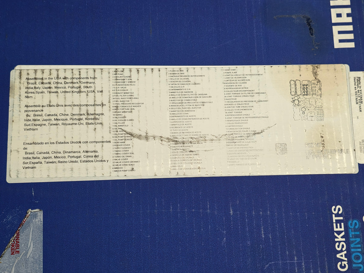 Box label and contents list