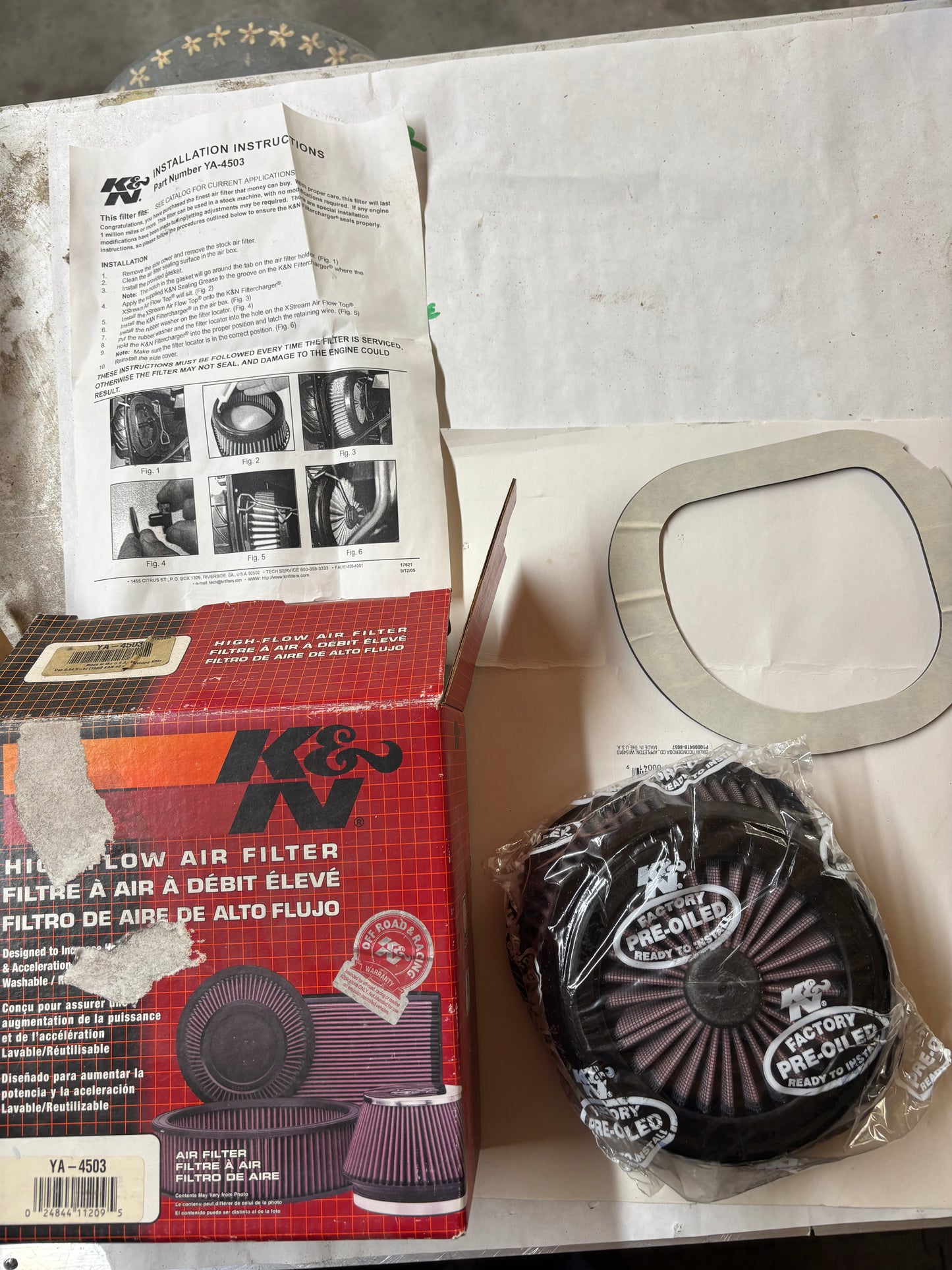 K&N YA-4503 Air Filter 2003-2015 Yamaha WR450F WR250F New in Box