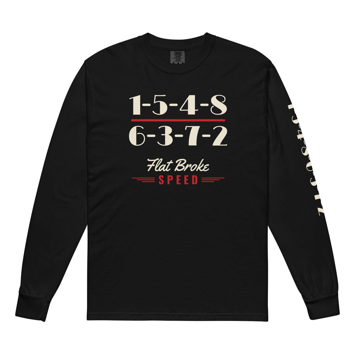 Flat Broke Speed firing order long sleeve shirt with sleeve print, Black, front