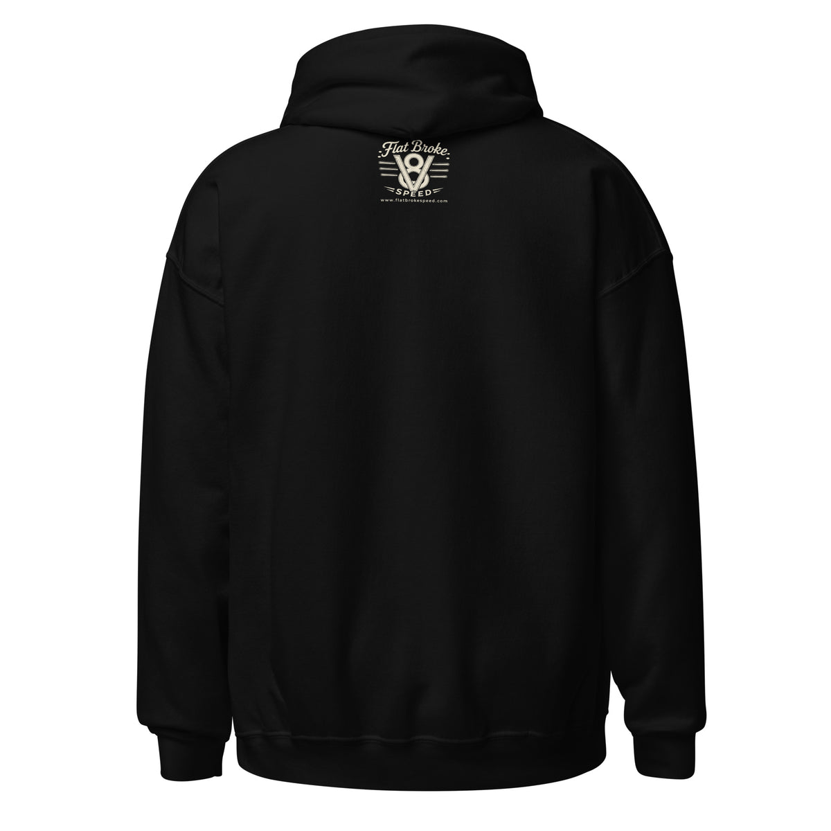 Flat Broke Speed 1-5-4-8 6-3-7-2 firing order hoodie, Black, back