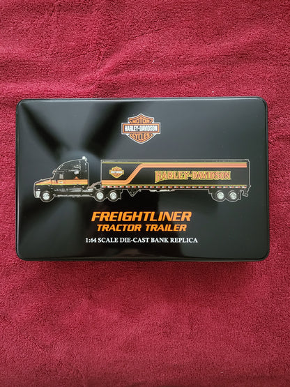 Harley Davidson Freightliner Tractor Trailer Bank 1:64 scale BOX