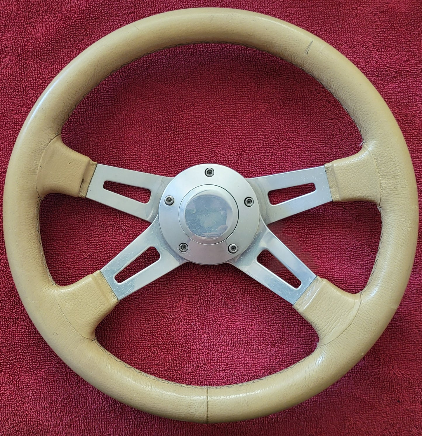 Leather Fat Grip Billet Steering Wheel 13 1/2 Used