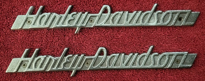 1951-54 Harley Davidson Panhead Gas Tank Emblems Badges Pair Used