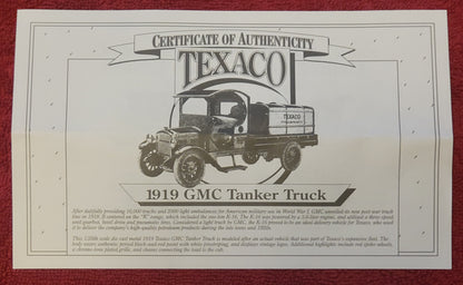 1919 Texaco GMC Tanker Truck ERTL 19542V Diecast Metal Bank w/Key 1:28 scale NEW